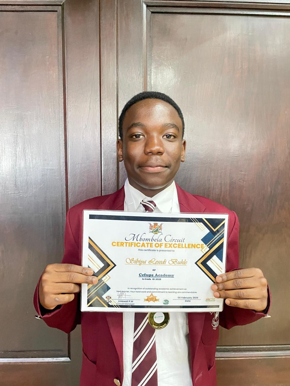 Sibiya Lesedi Buhle — Best learner, Grade 10.