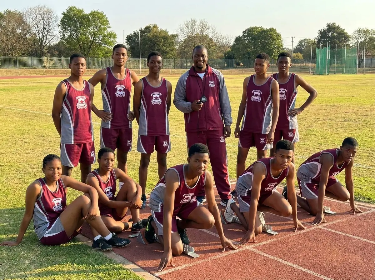Cefups Academy athletics team on the running track