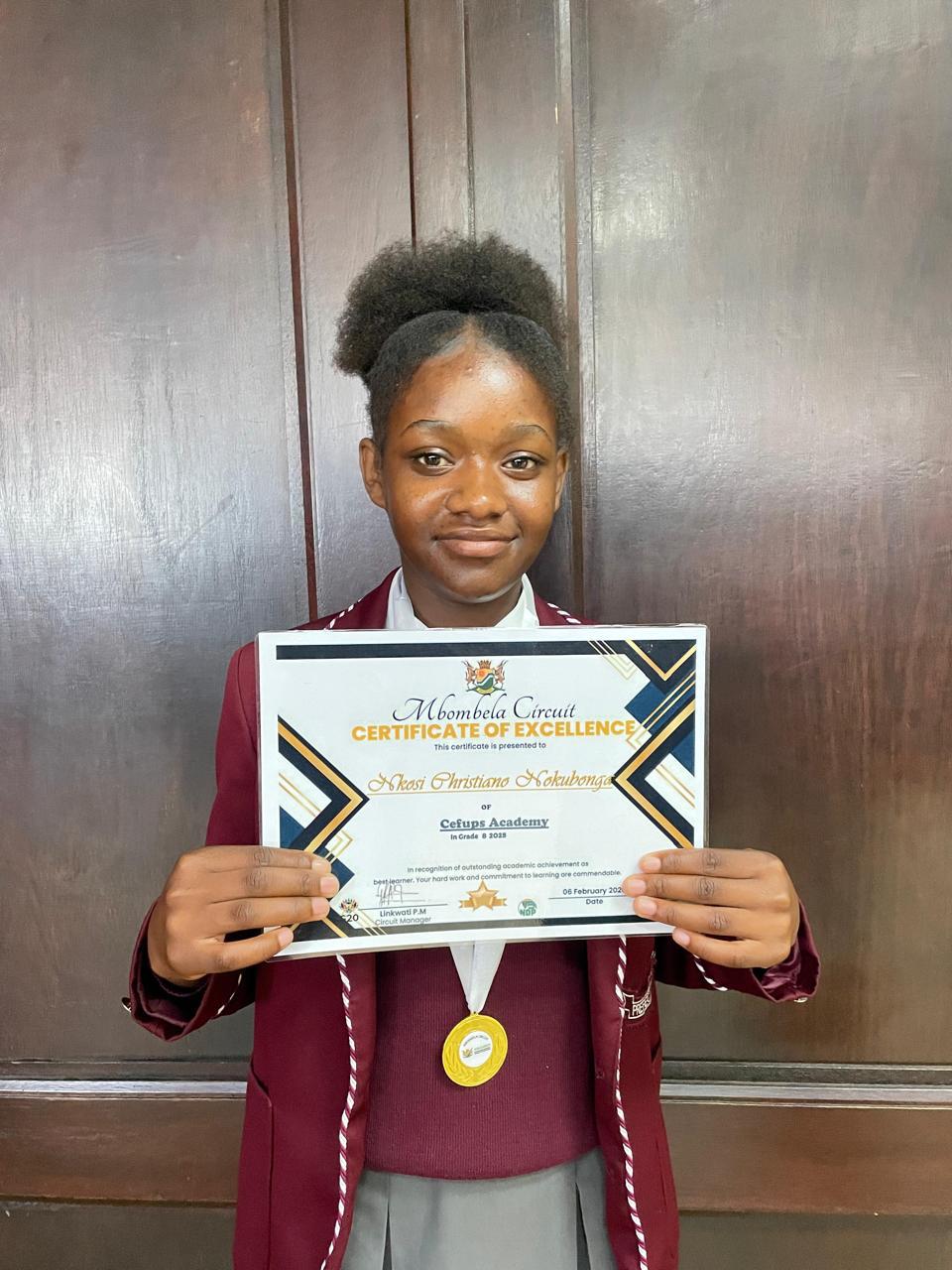 Nkosi Christiano Nokubonga — Best learner, Grade 8.