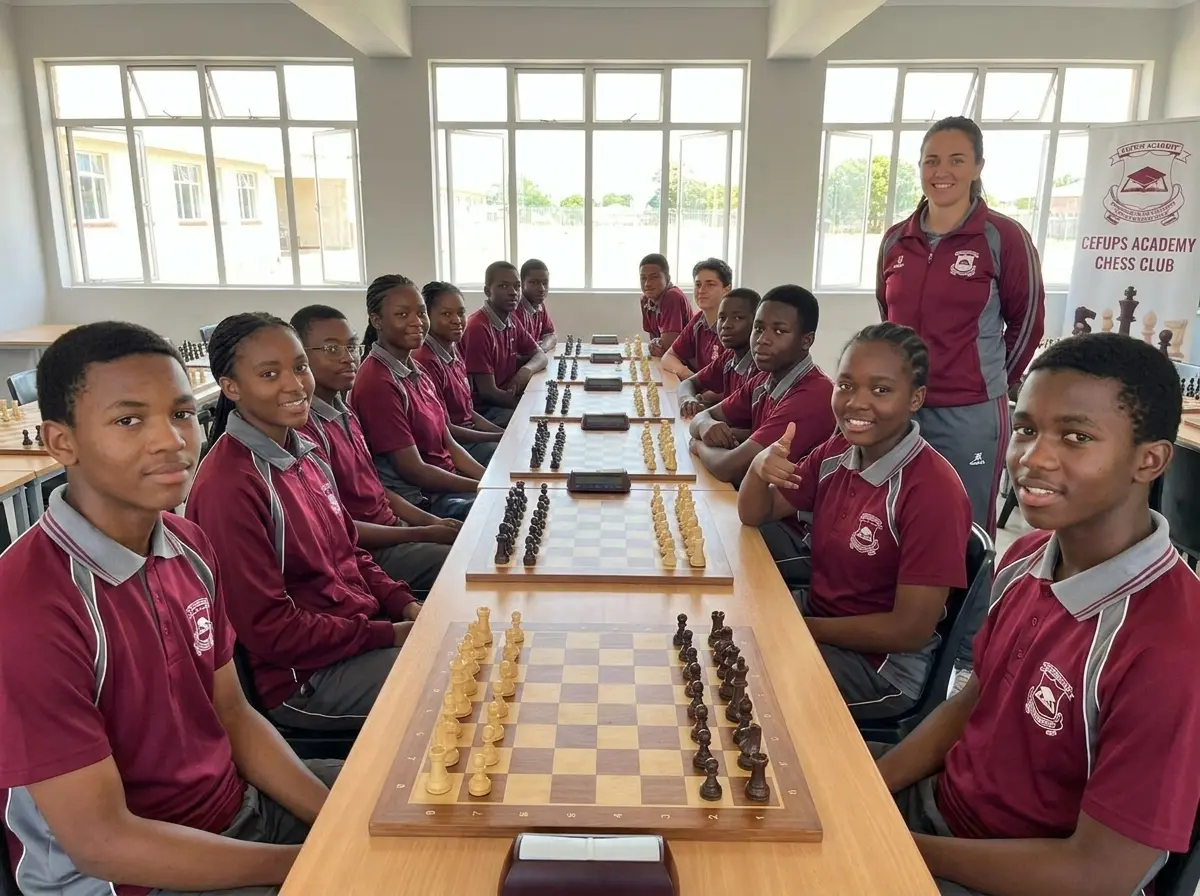 Cefups Academy chess club at play in the chess room