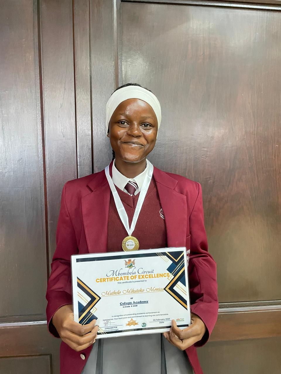Muthelo Mikateko Monica — Best learner, Grade 9.